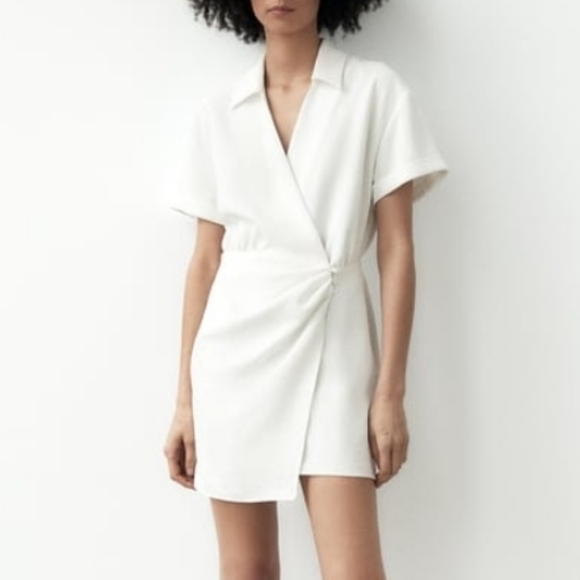 ZARA short wrap front dress - oyster color - Picture 1 of 6